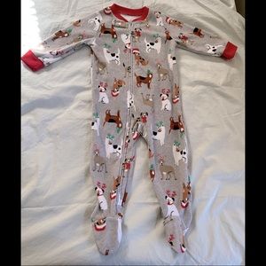 Carter’s Christmas Pups Fleece Footie PJs, Size 18 months